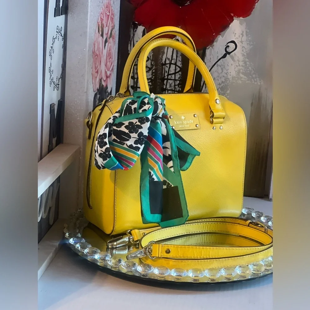 KATE SPADE  Alessa Wellesley yellow leather Satchel Crossbody or Handbag